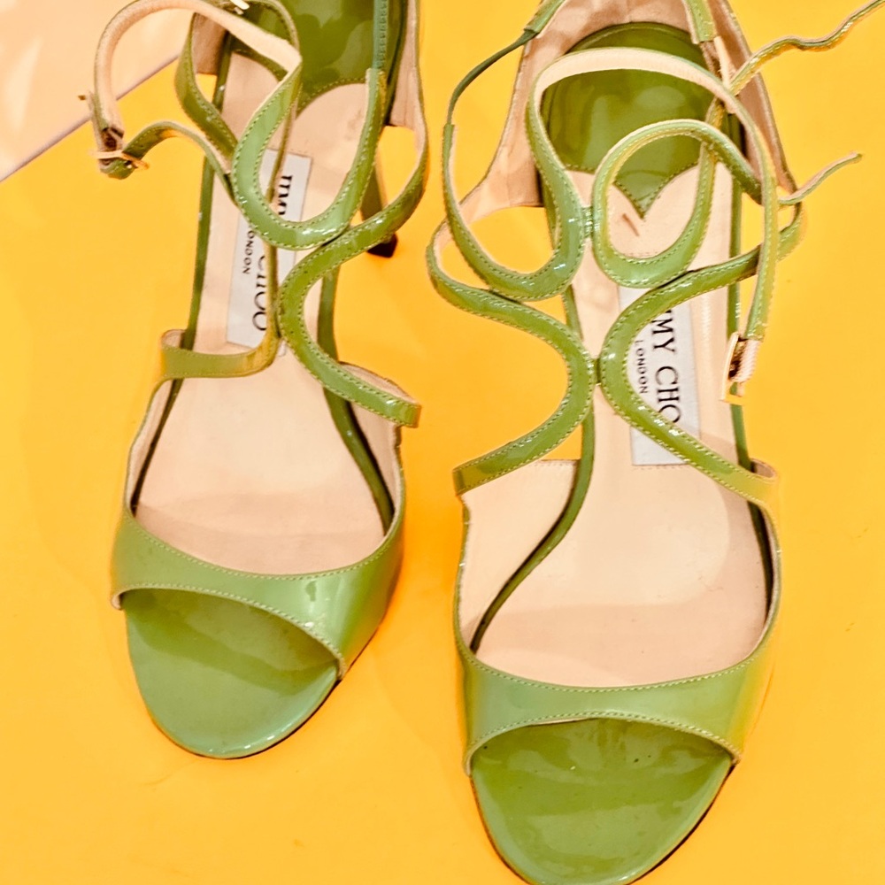 Jimmy Choo Green Strappy Heels - Picture 3 of 10